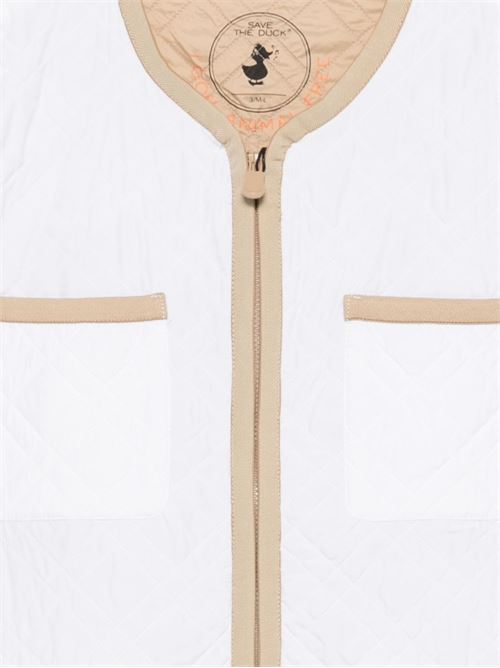 Piumino Save The Duck Jalina da donna bianco con trapuntatura a rombi e dettagli beige SAVE THE DUCK | D32655WMIRO2200000